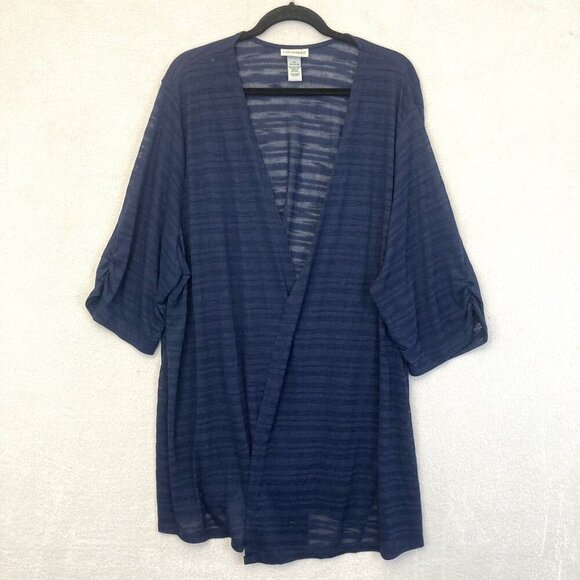 Catherines Cardigan Womens 4X 30/32W Navy Blue Lightweight Sheer 3/4 Sleeve Top - Picture 1 of 10